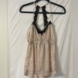 Cream and black light weight top